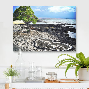 Hawaii Black Sand Beach & Coral "Kärlek" Heart Pho Canvastryck