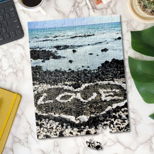 Hawaii Black Sand Beach Coral Kärlek Heart Photo Pussel