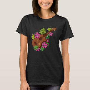 Hawaii Blommigt Ukulele Player Music Graphic T Shirt