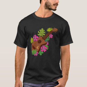 Hawaii Blommigt Ukulele Player Music Graphic T Shirt