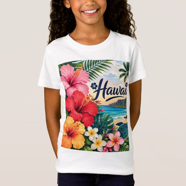 Hawaii Blommor T Shirt (Framsida)