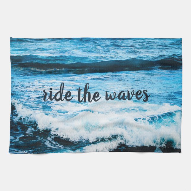 Hawaii Blue Ocean Photo Ride, Vinkar Quote Bold Kökshandduk (Horisontell)