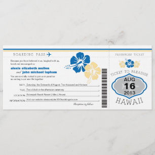 Hawaii Boarding Pass Bröllop Inbjudningar