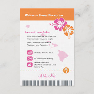 Hawaii Bröllop Boarding Pass Inbjudningar