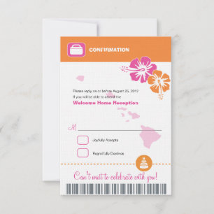 Hawaii Bröllop RSVP-bekräftelse Ombordstigningskor OSA Kort