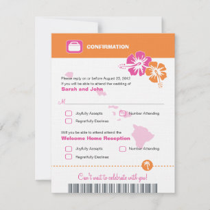Hawaii Bröllop RSVP Bekräftelse Ombordstigningskor OSA Kort