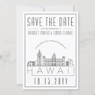 Hawaii Bröllop Stilisad Stadssiluett Spara Datumet Inbjudningar