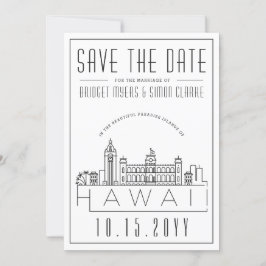 Hawaii Bröllop Stiliserad Siluett Save the Date Inbjudningar