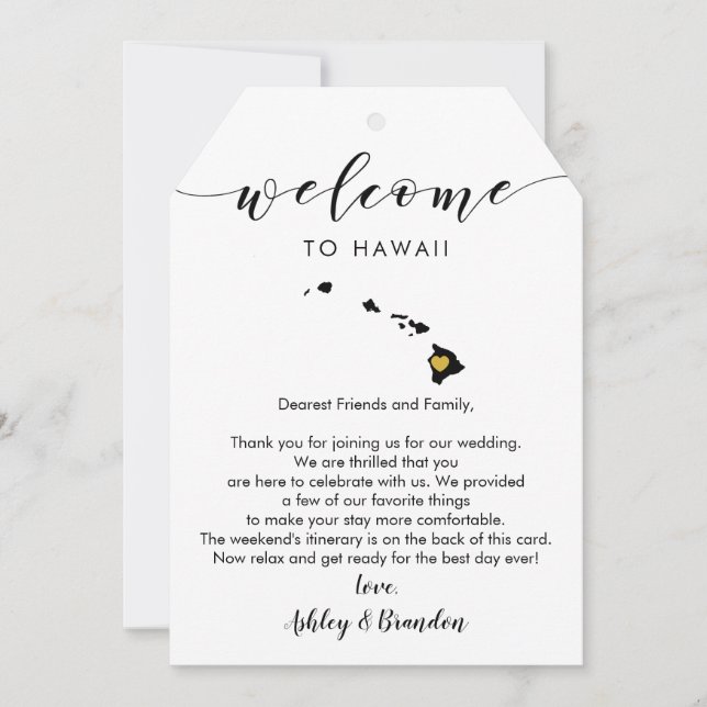 Hawaii Bröllop Välkommen Märkre, Brev Itinerary (Framsida)