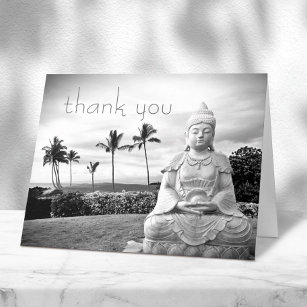Hawaii Buddha Black White Photo Modern Typography Tack Kort