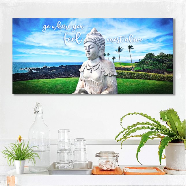 Hawaii Buddha Coastal Photo Inspirational Citote Canvastryck (Skapare uppladdad)