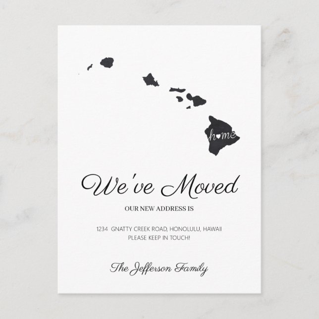 Hawaii Chalkboard State Karta Flytta Postcard Meddelande Vykort (Framsida)