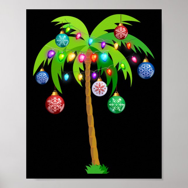 Hawaii Christmas Palm Tree Tropical Xmas Coconut L Poster (Framsidan)