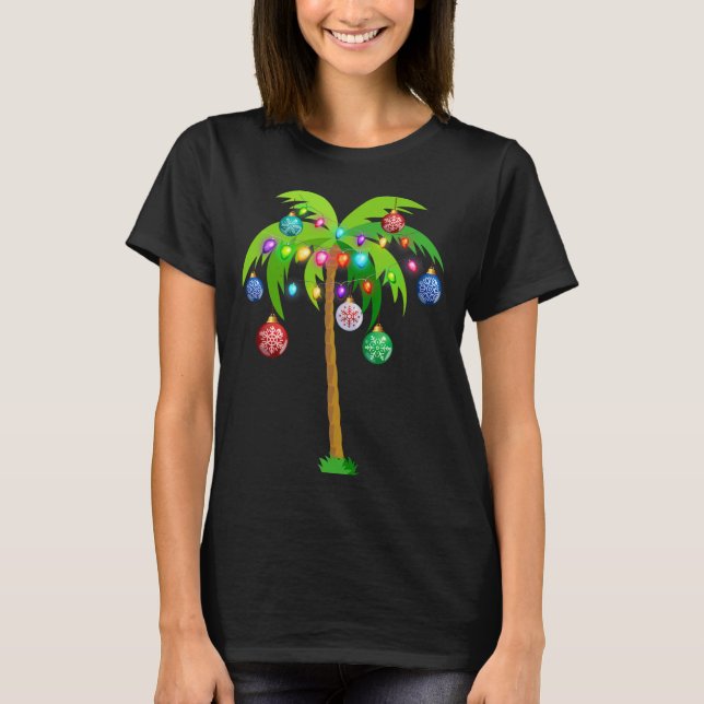 Hawaii Christmas Palm Tree Tropical Xmas Coconut L T Shirt (Framsida)
