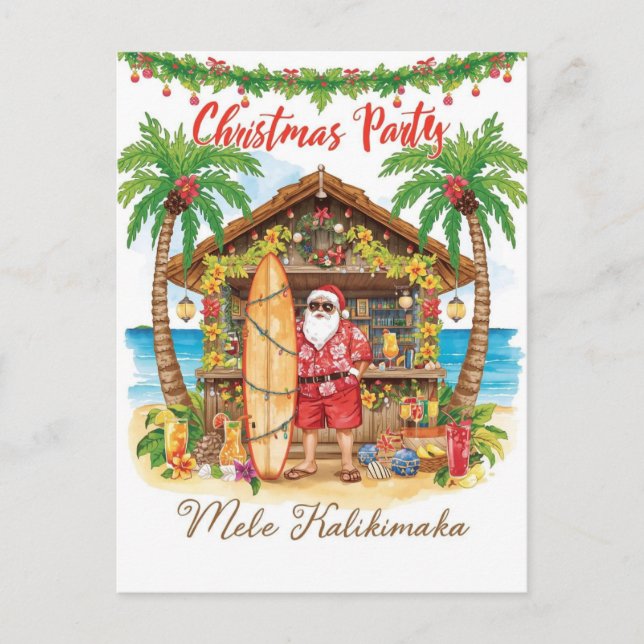 Hawaii Christmas with Santa Claus  Helg Vykort (Framsida)