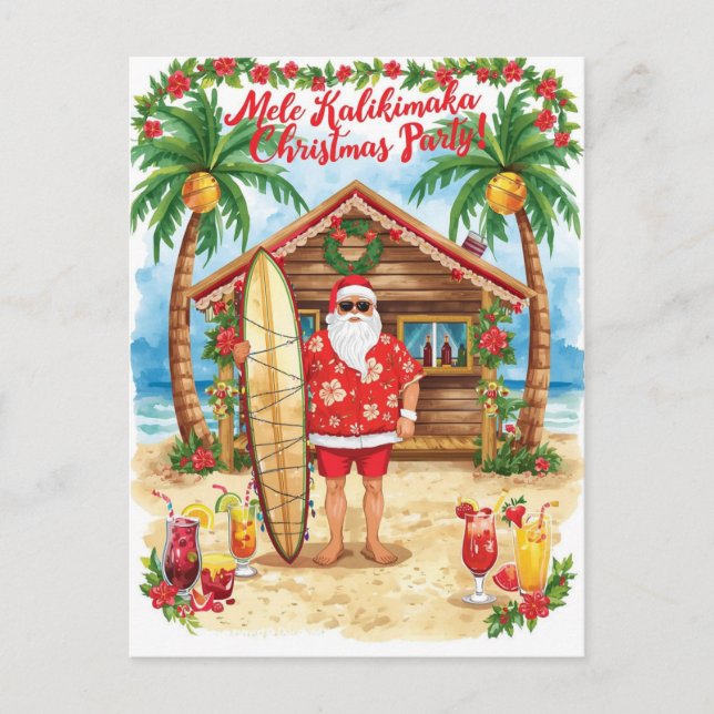 Hawaii Christmas with Santa Claus  Helg Vykort (Framsida)