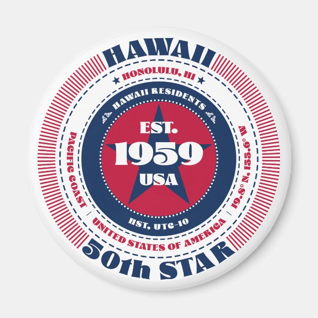 Hawaii Circle Typography Souvenir Magnet (Framsidan)