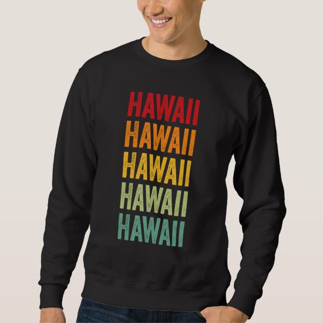 Hawaii County Hawaii Regnbåge Text Design Lång Ärmad Tröja (Framsida)
