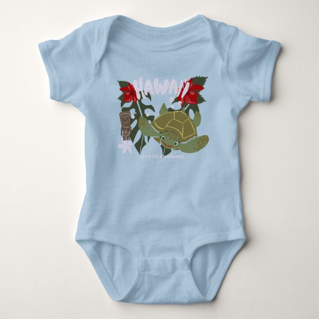 Hawaii Cute Tropical Sea Turtle Baby Suit  T Shirt (Framsida)