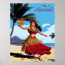 Hawaii, Dancing Hula Girl vid Beach, Travel