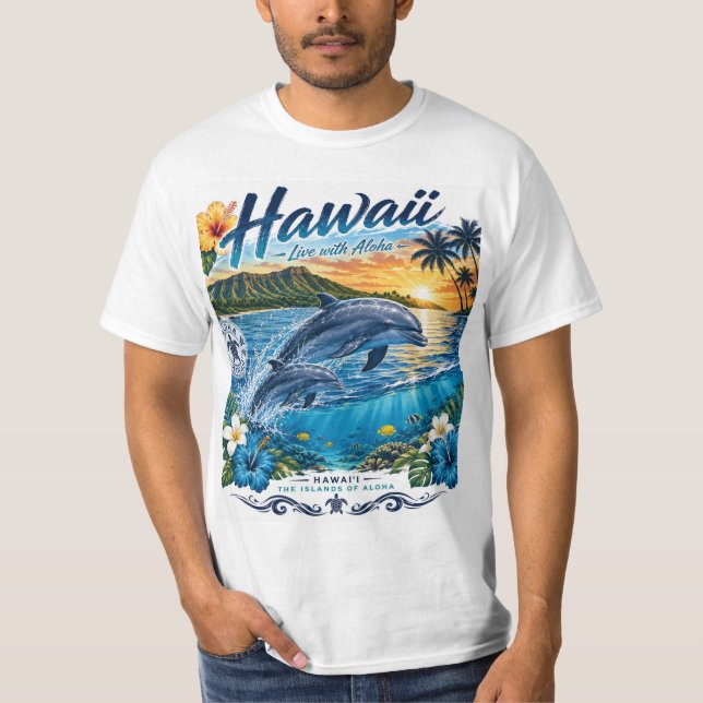 Hawaii Delfiner T Shirt (Framsida)