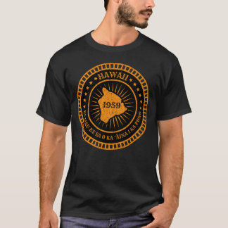 Hawaii delstatskarta slogan flagga motto Aloha sta T Shirt