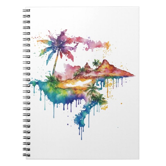 Hawaii-design med färgstarka stänk anteckningsbok (Framsidan)