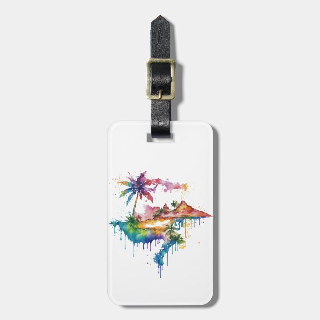 Hawaii-design med färgstarka stänk bagagebricka (Vertikal Framsida)