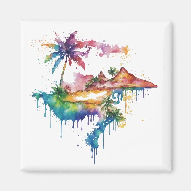 Hawaii-design med färgstarka stänk magnet (Framsidan)