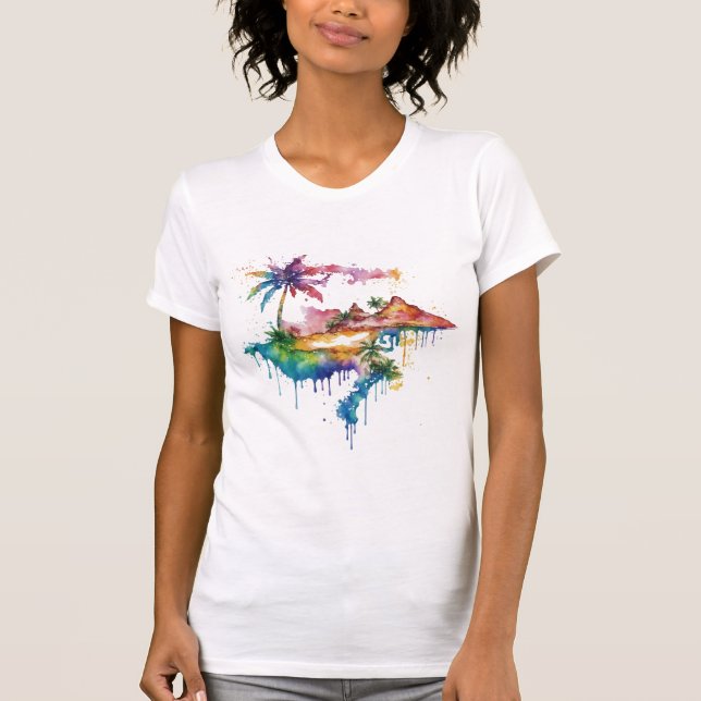Hawaii-design med färgstarka stänk t shirt (Framsida)