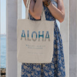 Hawaii Destination Wedding Välkomsthäst för Hotel Tygkasse<br><div class="desc">Tack gästerna för att de kom till bröllop med den vackra ALOHA-fototypografin i bröllop välkomstväskan i hotellrummet. De kommer att vara så lycklig att de går med dig att höra dig säga att jag är på Hawaii.</div>