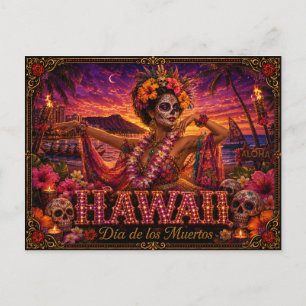 Hawaii Día de los Muertos Retro Vykort