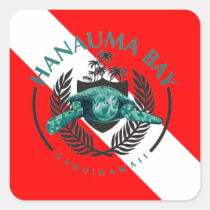 Hawaii Dive Flagga Fyrkantigt Klistermärke