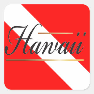 Hawaii Dive Flagga Fyrkantigt Klistermärke