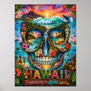 Hawaii Dödskalle Konsttryck State of Mind Poster