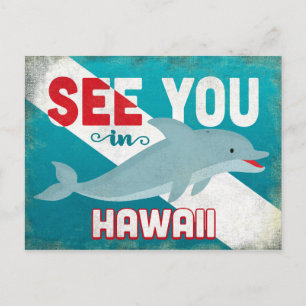 Hawaii Dolphin - Retro Vintage resor Vykort