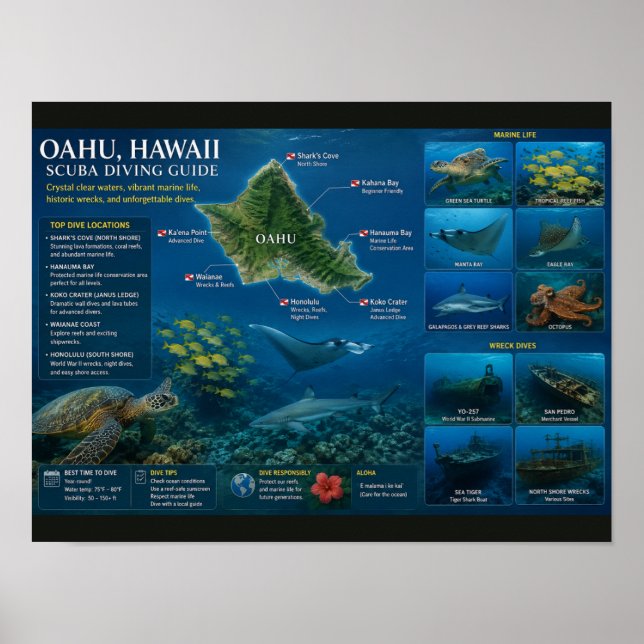 Hawaii Dykplatser Poster (Framsidan)