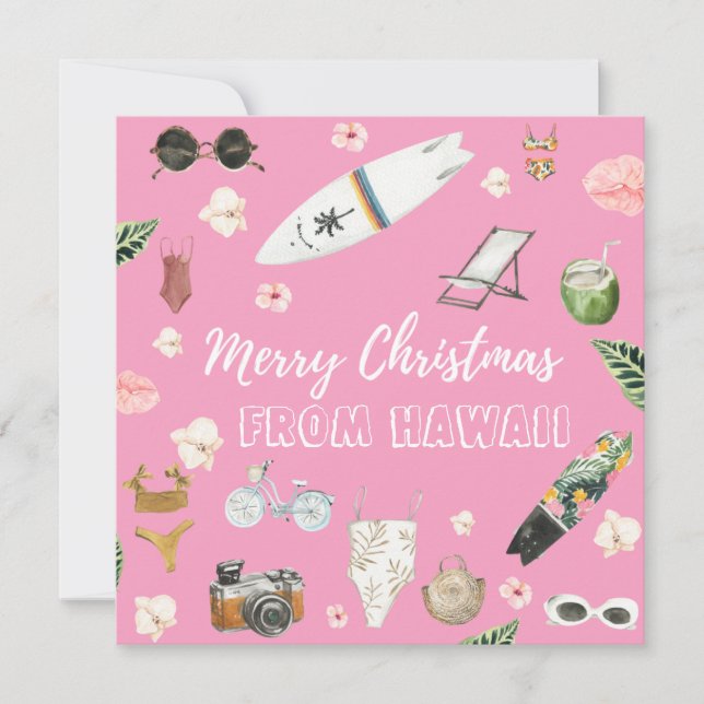Hawaii eller Tropical Square Photo jul Card Anteckningskort (Framsida)