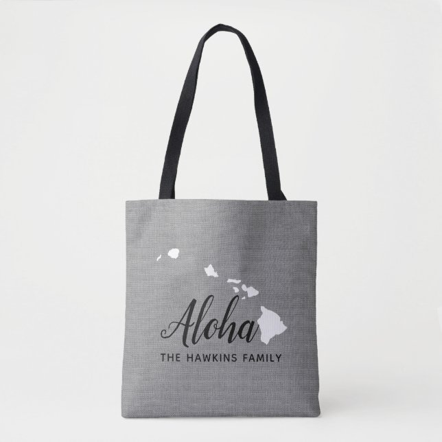 Hawaii Familj Monogram Statlig Toteväska Tygkasse (Framsida)