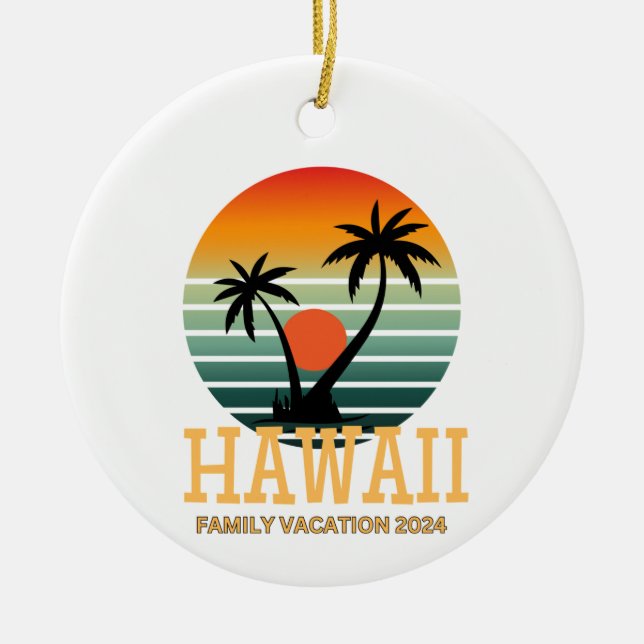 Hawaii Family Vacation 2024 Julgransprydnad Keramik (Framsidan)