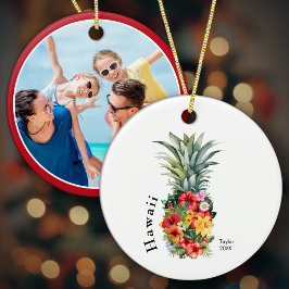 Hawaii Family Vacation Photo Pineapple jul Julgransprydnad Keramik