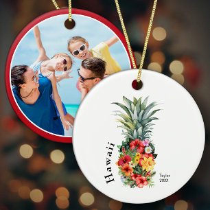 Hawaii Family Vacation Photo Pineapple jul Julgransprydnad Keramik