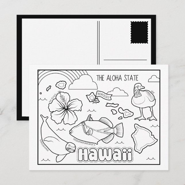 Hawaii färga mig collage vykort (Fram/baksida)