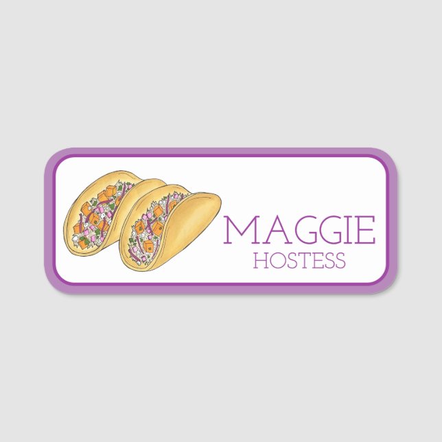 Hawaii Fish Tacos Seafood Restaurant Servitör Chef Namnbricka (Framsida)