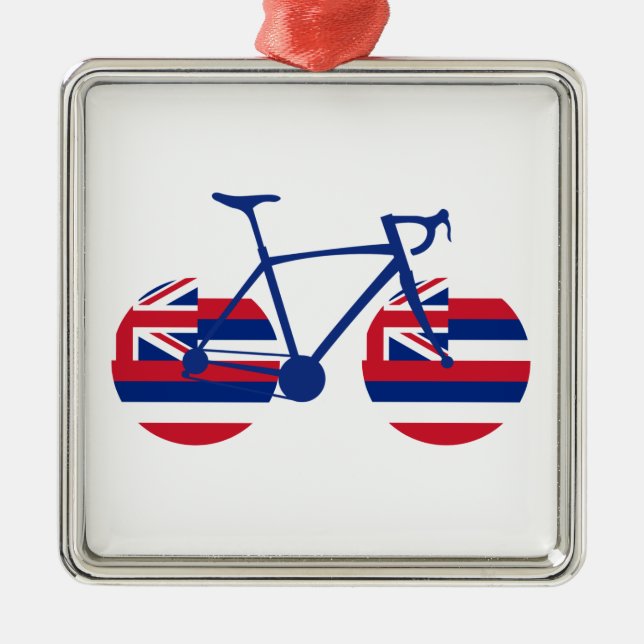 Hawaii Flagga Cycling Julgransprydnad Metall (Framsidan)