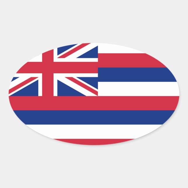 Hawaii* Flagga euro-stil Oval Ovalt Klistermärke (Framsida)