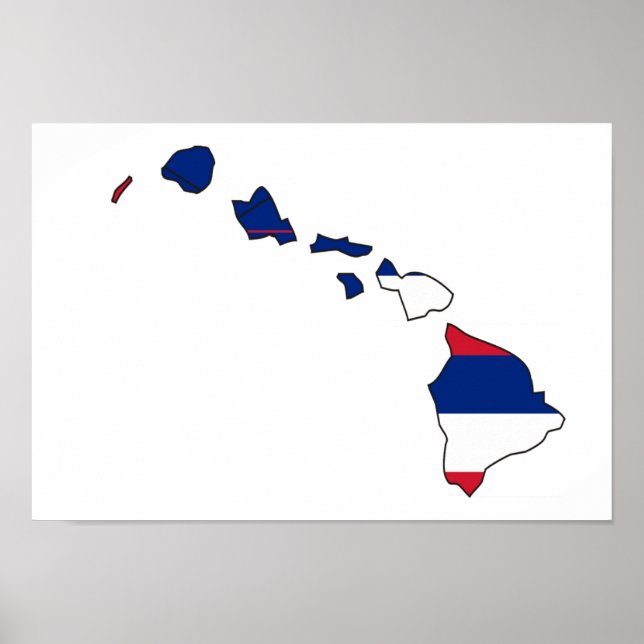 Hawaii Flagga Karta Poster (Framsidan)