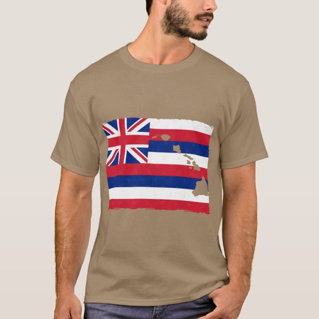 Hawaii Flagga med Hawaiianska öarna T Shirt (Framsida)