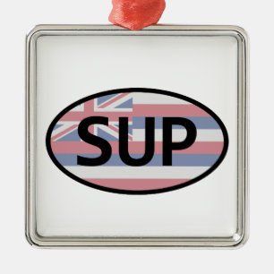 Hawaii Flagga Standup Paddling Julgransprydnad Metall