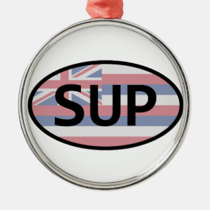 Hawaii Flagga Standup Paddling Julgransprydnad Metall